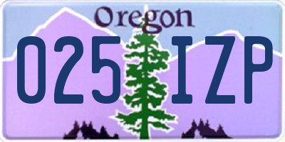 OR license plate 025IZP