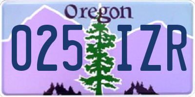 OR license plate 025IZR