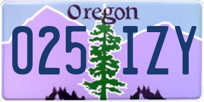 OR license plate 025IZY