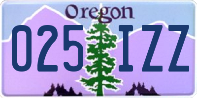 OR license plate 025IZZ