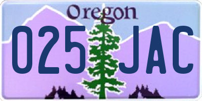 OR license plate 025JAC