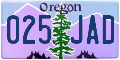 OR license plate 025JAD