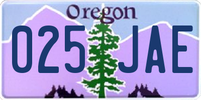 OR license plate 025JAE
