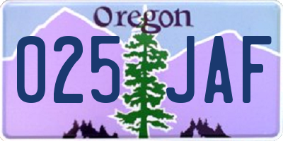 OR license plate 025JAF