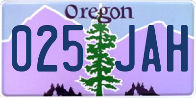 OR license plate 025JAH