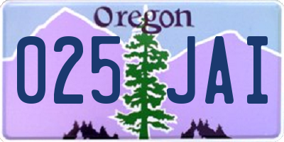 OR license plate 025JAI