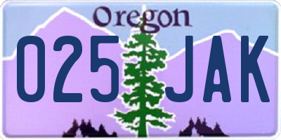 OR license plate 025JAK