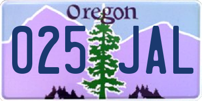 OR license plate 025JAL
