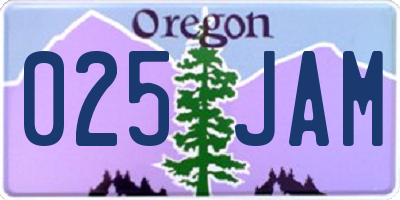 OR license plate 025JAM