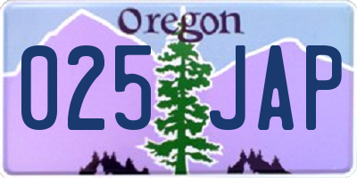 OR license plate 025JAP
