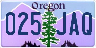 OR license plate 025JAQ