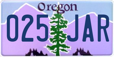 OR license plate 025JAR