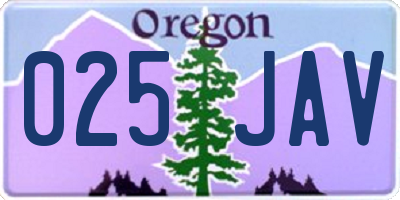 OR license plate 025JAV