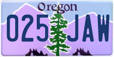 OR license plate 025JAW