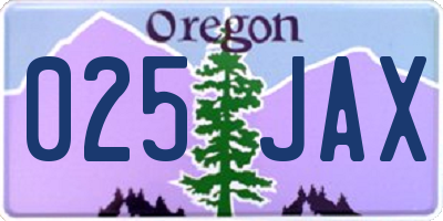 OR license plate 025JAX