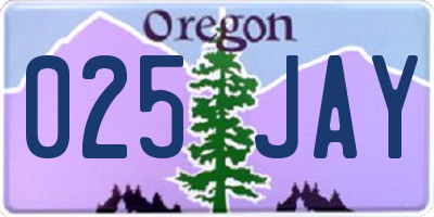 OR license plate 025JAY