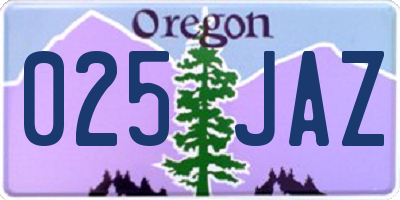 OR license plate 025JAZ
