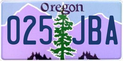 OR license plate 025JBA