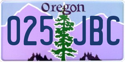 OR license plate 025JBC