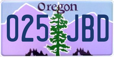 OR license plate 025JBD