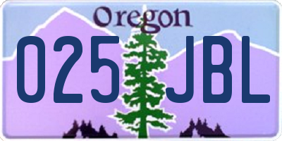 OR license plate 025JBL