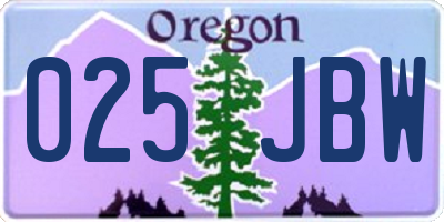 OR license plate 025JBW
