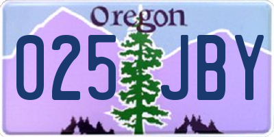OR license plate 025JBY