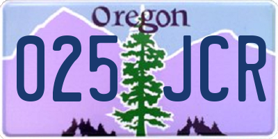 OR license plate 025JCR