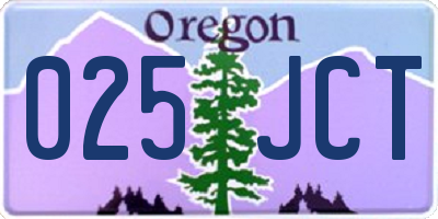 OR license plate 025JCT