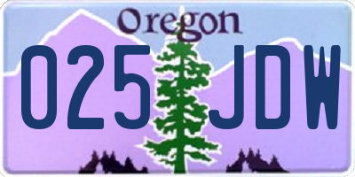 OR license plate 025JDW