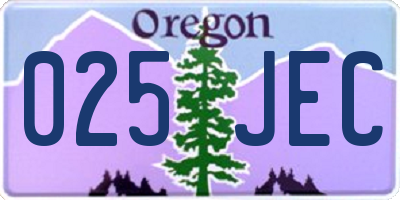 OR license plate 025JEC
