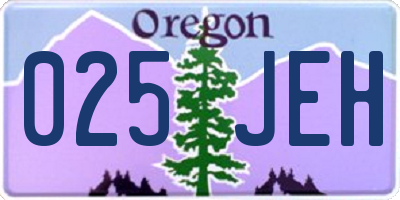 OR license plate 025JEH