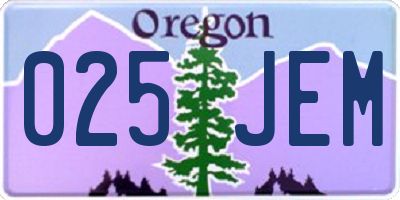 OR license plate 025JEM