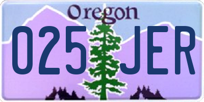 OR license plate 025JER