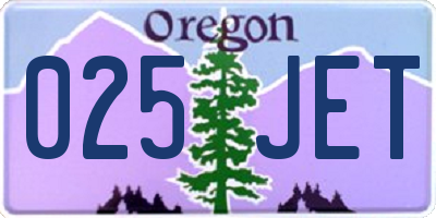 OR license plate 025JET