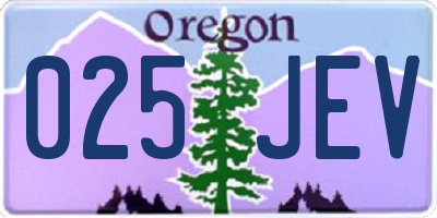 OR license plate 025JEV