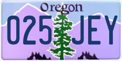 OR license plate 025JEY