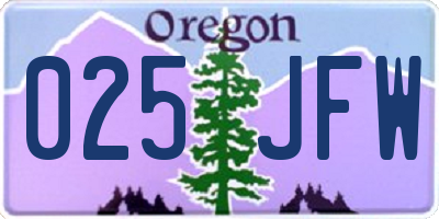 OR license plate 025JFW