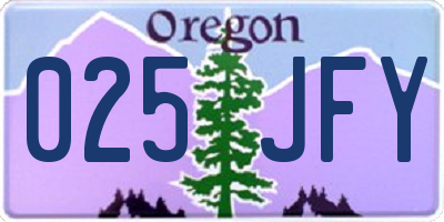 OR license plate 025JFY