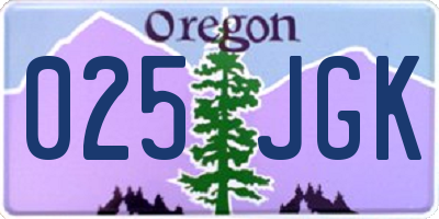 OR license plate 025JGK