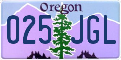 OR license plate 025JGL