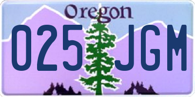 OR license plate 025JGM