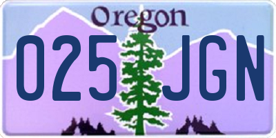 OR license plate 025JGN