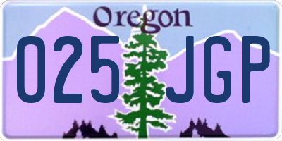 OR license plate 025JGP