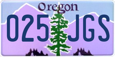 OR license plate 025JGS