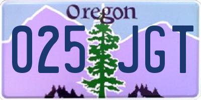 OR license plate 025JGT