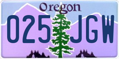 OR license plate 025JGW