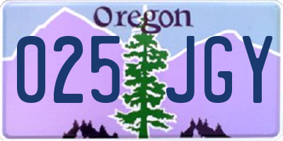OR license plate 025JGY