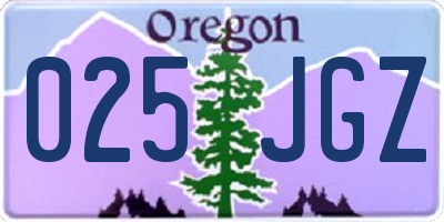 OR license plate 025JGZ