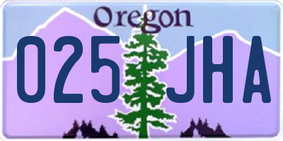 OR license plate 025JHA